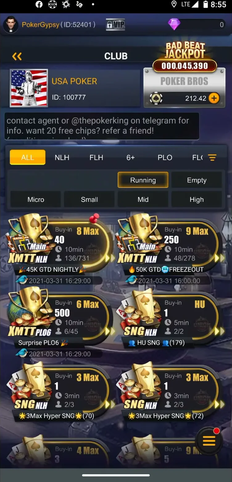 Four PokerBros tables at once, the client maximum
