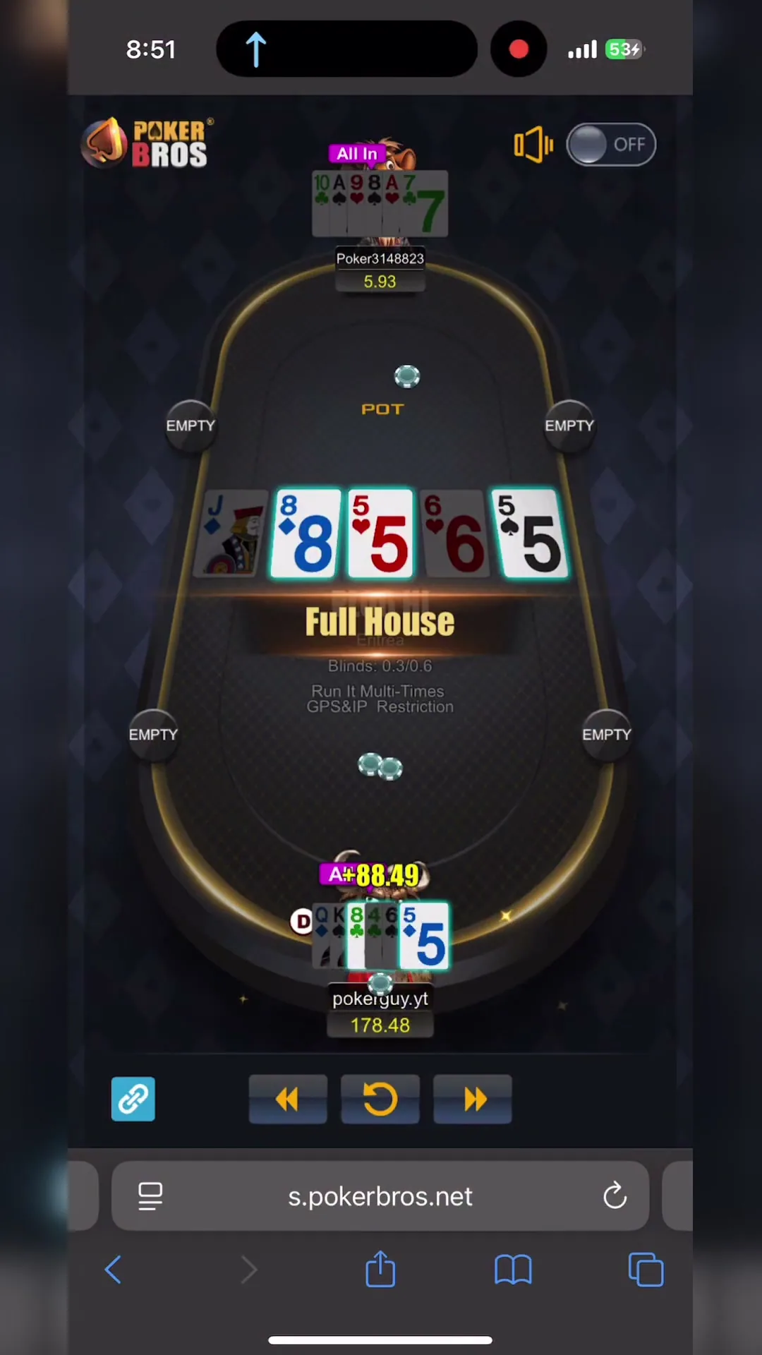 PLO hand replay from one of my own sessions